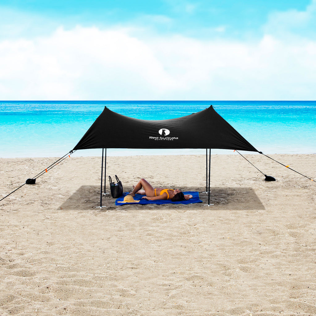 Red Suricata Black Family Beach Sun Shade Canopy Tent Sunshade with sand anchors