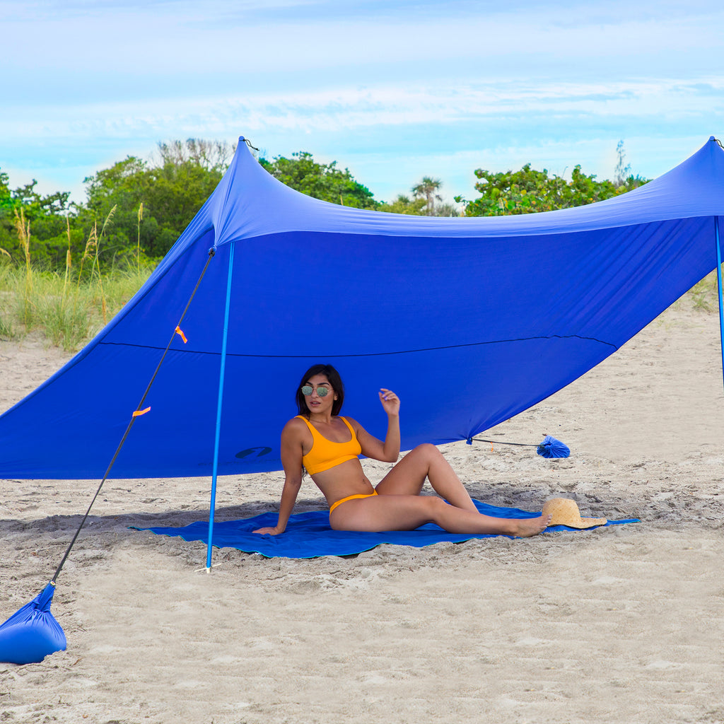 Red Suricata Blue Family Beach Sun Shade Canopy Tent Sunshade with sand anchors