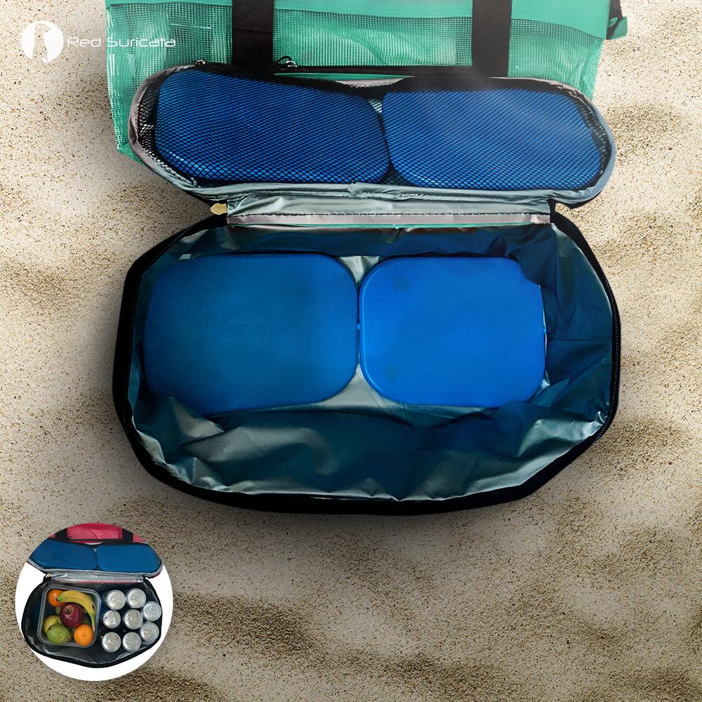 Turquoise Green Combo Beach Bag & Cooler + 4 ice packs