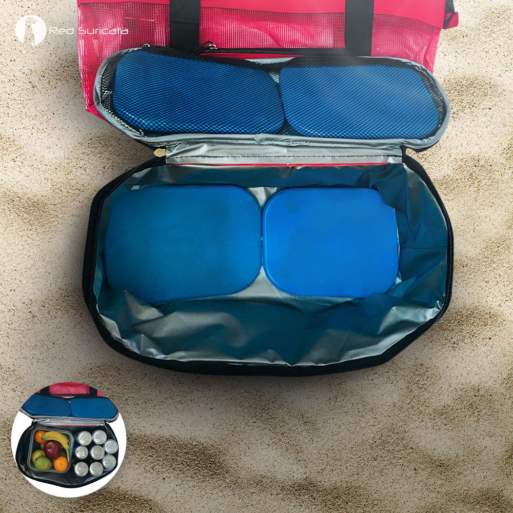 Red Combo Beach Bag & Cooler + 4 ice packs