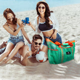 XL Mesh Beach Bag -  Turquoise Green & Orange