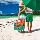 XL Mesh Beach Bag -  Turquoise Green & Orange